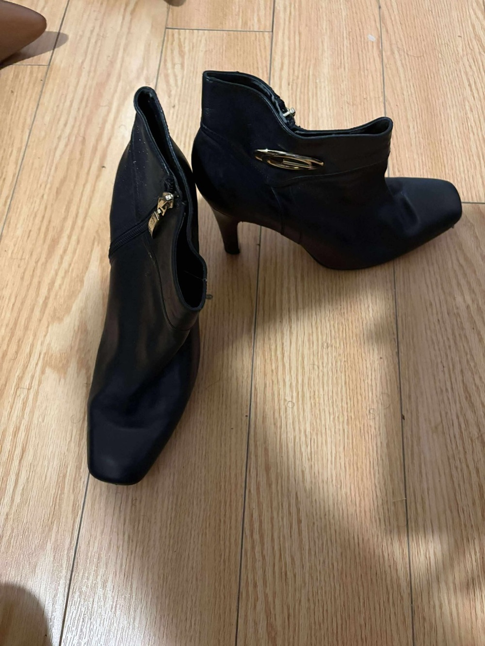 Guess Black Ankle Booties with Gold Accent